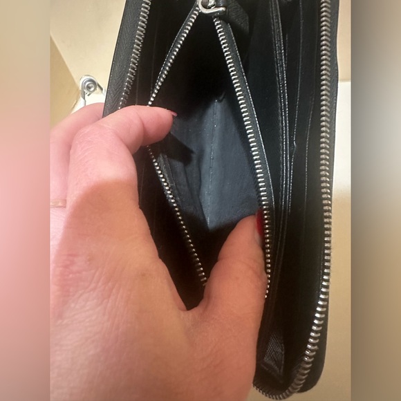 PRADA Black Saffiano Leather
Striped Zip Around Wallet - Picture 6 of 13